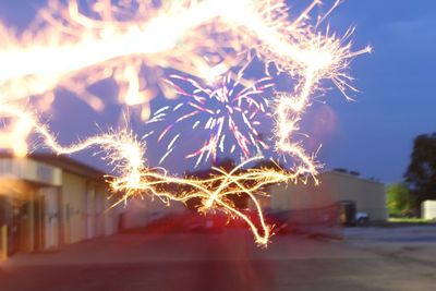 Firework display at night