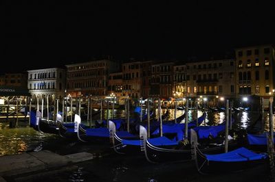 Illuminated harbor at night