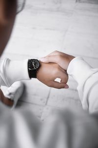 Close-up of woman holding hands