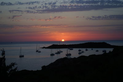 Scenic view of sea against sky at sunset