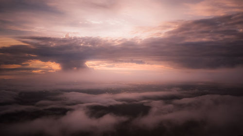 Aerial view of clouds during sunset