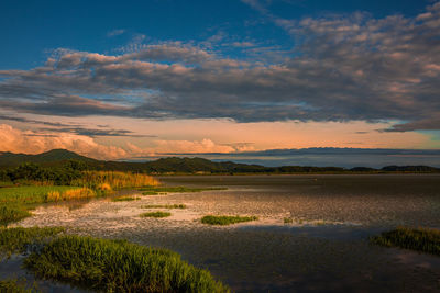 Scenic view of landscape against sky during sunset