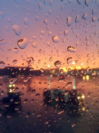 Close-up of water drops on glass