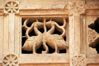 Close-up of temple against building