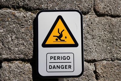 Close-up of warning sign