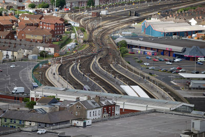 High angle view of traffic on road