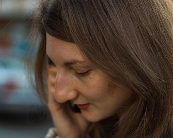 Close-up portrait of a woman