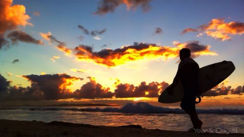 Silhouette of people at sunset