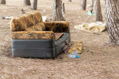 Trash thrown away in nature, environmental problems. nature disaster concept