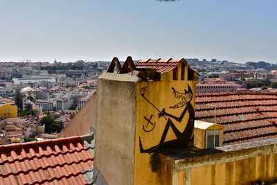 Town against clear sky