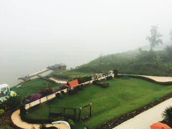 High angle view of landscape against sky