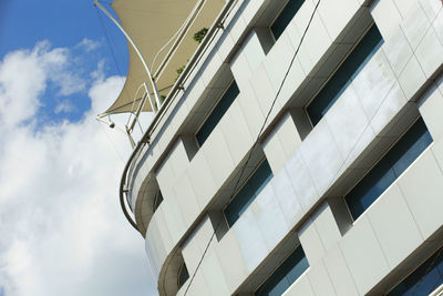 Low angle view of modern building against sky