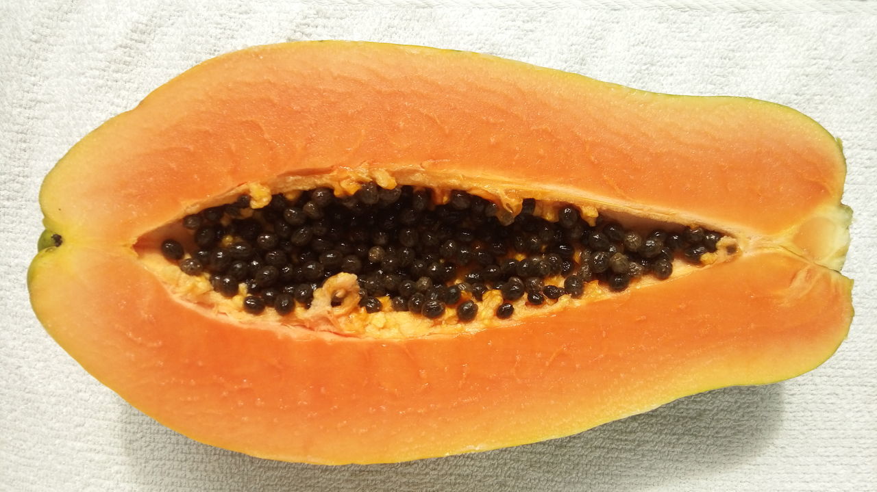 CLOSE-UP OF ORANGE SLICE IN PLATE