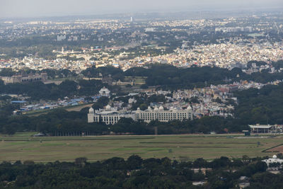 High angle view of townscape against sky