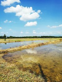 Scenic view of lake against sky