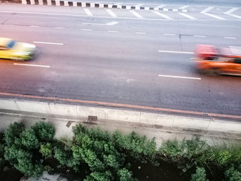 High angle view of cars on street