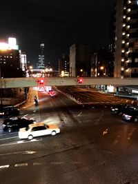 Traffic on road at night