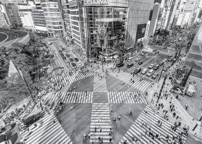 High angle view of city street