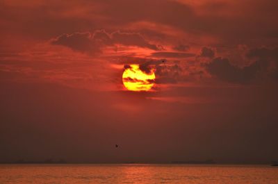 Scenic view of sea at sunset