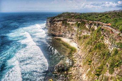 Scenic view of the uluwatu cliffs and the sea