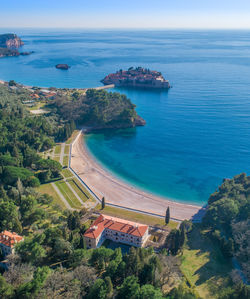 View of the king's luxurious beach. budva community, montenegro.