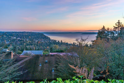 Scenic view of sea against sky during sunset