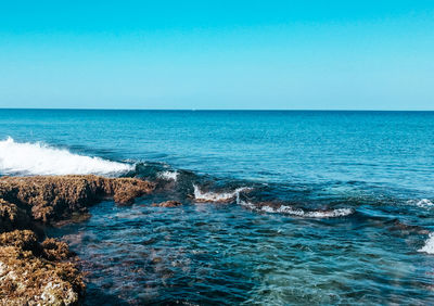 Scenic view of sea against clear sky