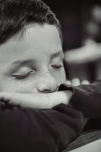 Close-up of boy sleeping