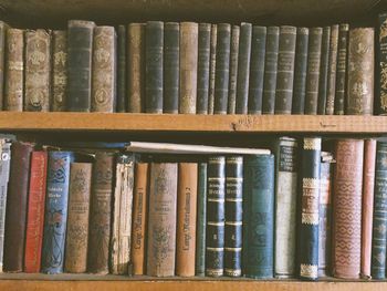 Full frame shot of books in shelf