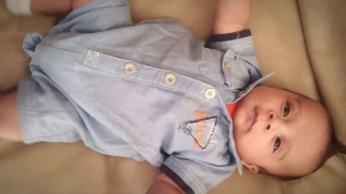 High-angle view of baby