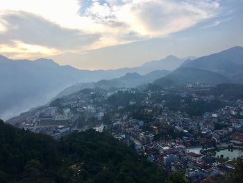 High angle view of townscape against sky