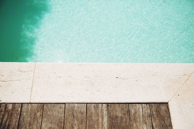 High angle view of diving platform above swimming pool