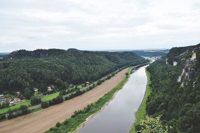 Scenic view of river amidst landscape against sky