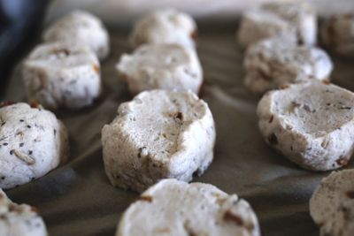 High angle view of yeast dough