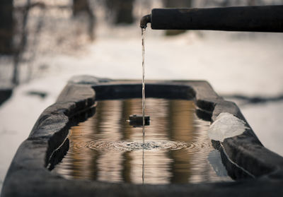 Close-up of boats in water