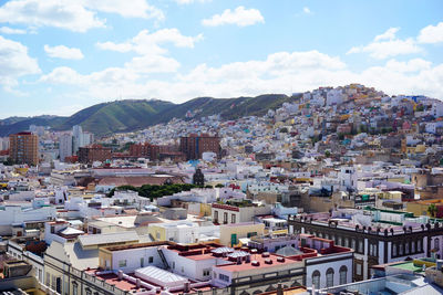 High angle view of townscape against sky
