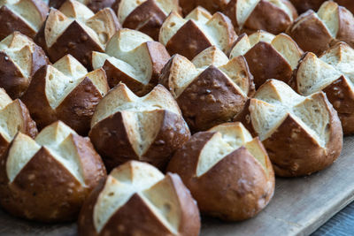 High angle view of bread on table