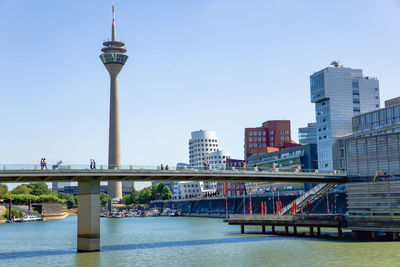 Architecture in harbor called medienhafen at the river rhine in düsseldorf, germany.