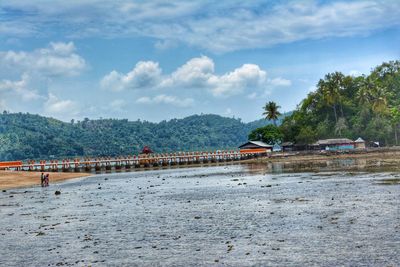 Scenic view of beach against sky