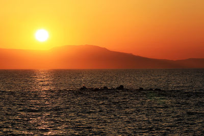 Scenic view of sea during sunset