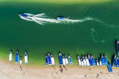 Aerial view of people standing on beach