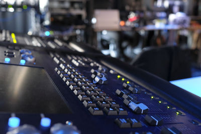 Close-up of sound mixer