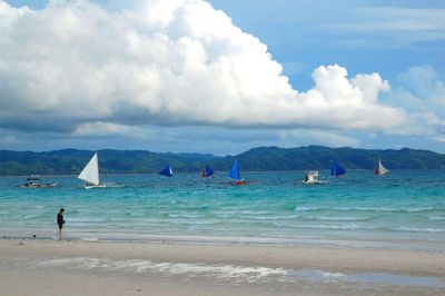 Scenic view of beach against sky