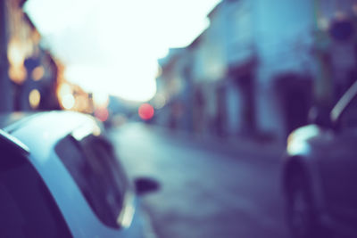 Close-up of car on street