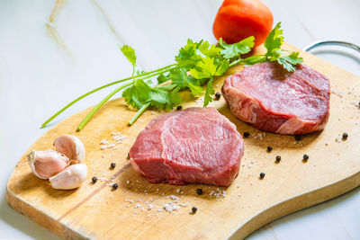 Close-up of vegetables on cutting board