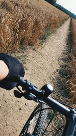 Close-up of bicycle on road