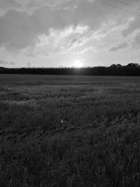 Scenic view of grassy field against sky