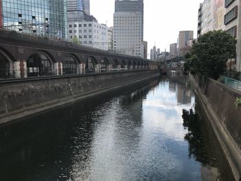 Bridge over canal amidst buildings in city