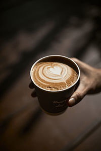 Close-up of cappuccino on table