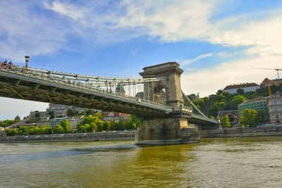 The széchenyi chain bridge is a chain bridge that spans the river danube 